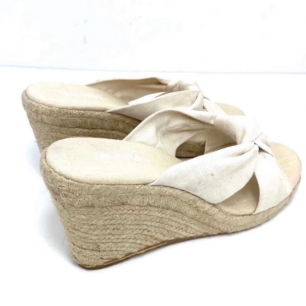 Soludos Knotted Wedge Espadrilles Mule Sandal in National White Size 11